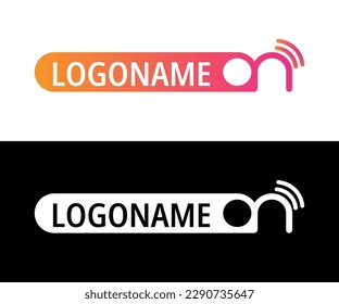 Technology Logo, Warm Colors, Wifi Icon, Business Typography, Internet,  solid figure, Online Shop, Rounded, Label or Packaging