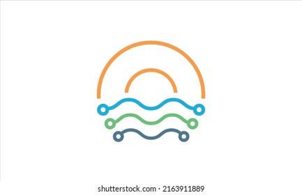 Technology logo wave icon design vector template