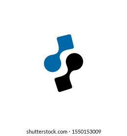 Technology logos with circles and parallelograms all together.