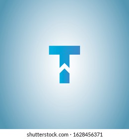 Technology Logotype T With Arrow Blue