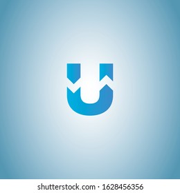 Technology Logotype U With Arrow Blue