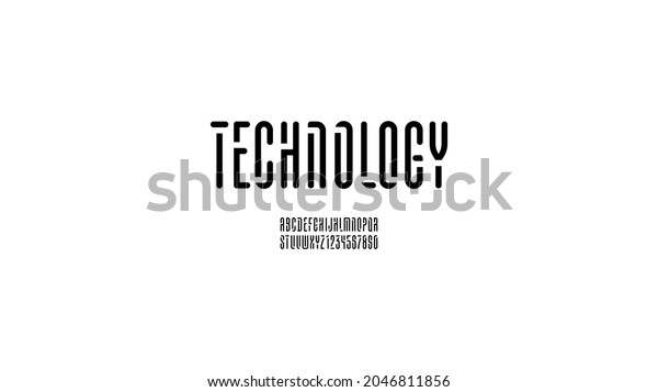 Technology Long Font Condensed Hitech Stencil Stock Vector (Royalty ...
