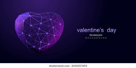 Technology Love ai futuristic heart. Happy Valentine's Day vector banner background.
