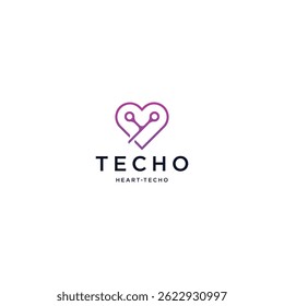 Technology love logo icon design template flat vector