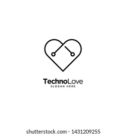 Technology Love Logo Outline monoline
