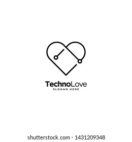 Technology Love Logo Outline monoline