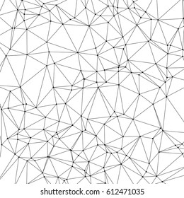 Technology low poly concept slide for business presentation from black points of connection lines on white background. Abstract information background. IT-development conception. Neural connections