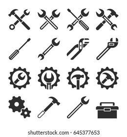 Technology and maintenance service tools vector icons