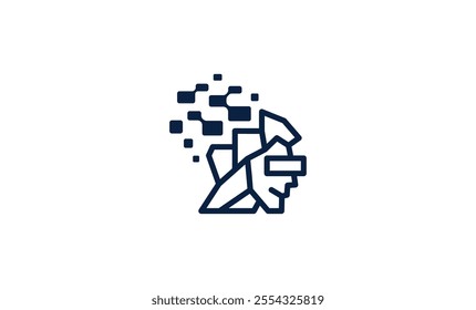 Technology Man with Glasses Logo Representing Data Innovation Vector Illustration