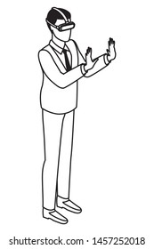 technology man with virtual reality glasses symbol vector illustration graphic design