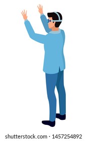 technology man with virtual reality glasses vector illustration graphic design