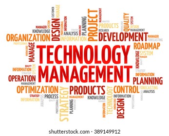 Technology Management word cloud, business concept background