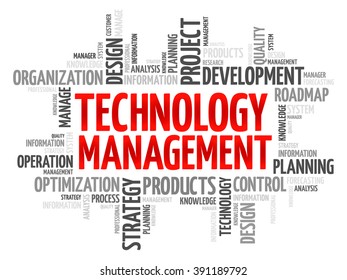 Technology Management word cloud, business concept background