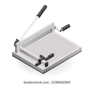 Technology Manual paper cutting tool isometric illustration concept