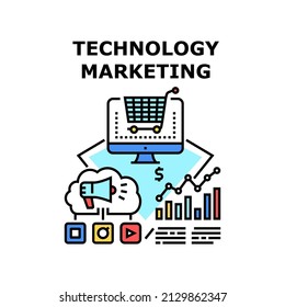 Technology marketing business design. web concept. digital strategy data. modern company vector concept color illustration