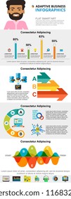 Technology and marketing concept infographic charts set. Business area and bar charts for presentation slide templates. For corporate report, advertising, leaflet layout and poster design.