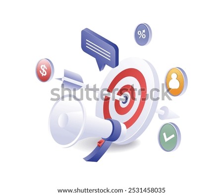 Technology marketing target campaigns flat illustration