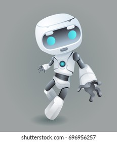 Technology mascot robot innovation science fiction future cute little 3d Icon artificial Intelligence design vector illustration