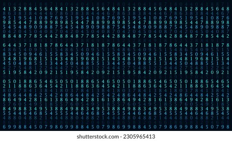 Technology matrix background. Cyber security with falling blue numbers on screen. Vector green binary code. Digital system. Decoding data. Hacked concept.