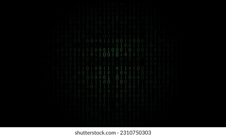 Technology matrix background. Cyber security with falling green numbers on screen. Vector green binary code. Digital system. Decoding data. Hacked concept.