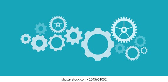 Technology mechanism concept. Abstract background with integrated gears and icons for digital, internet, network, connect, communicate, social media and global concepts. Vector infograph illustration