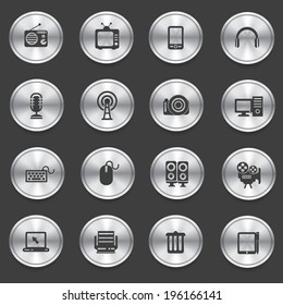 Technology media icons,Silver vector