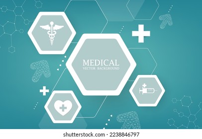 Fondo del vector tecnológico.forma de hexágono geométrico.papel de pared médico futurista