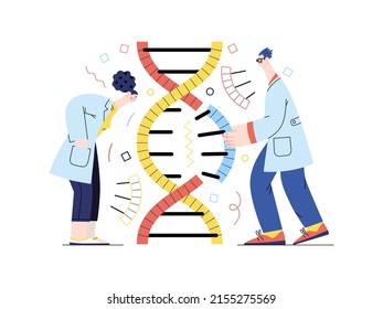 Technology Memphis -genetic engineering -modern flat vector concept digital illustration of process of using recombinant DNA rDNA technology to alter genetic makeup of organism. Creative illustration