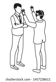 technology men with virtual reality glasses symbol vector illustration graphic design