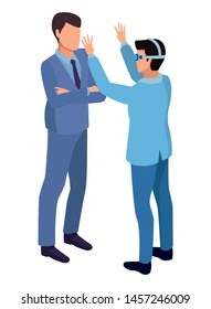 technology men with virtual reality glasses symbol vector illustration graphic design