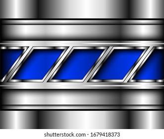 Technology metal background, blue metallic 3D vector illustration