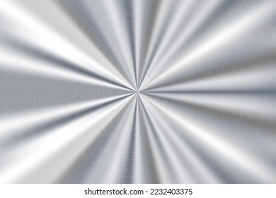 Technology metal background with scratches. Brushed radial texture of silver alloy. Chrome circle disc. Vector stainless illustration.