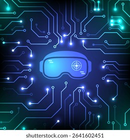 Technology Metaverse VR background with robotics, machine learning, data, future, digital, network, augmented reality, virtual reality.