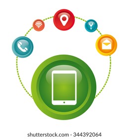 Technology mobile applications graphic icons, vector illustration design