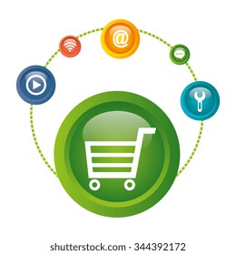 Technology mobile applications graphic icons, vector illustration design