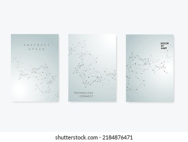 Technology modern abstract composition. Connect dots and lines. Text frame surface. Brochure cover design. Vector front page font design