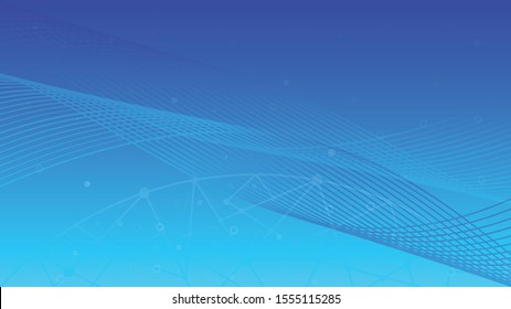 technology modern abstract connecting dots and lines over gradient colored background. Connection science and technology background.
