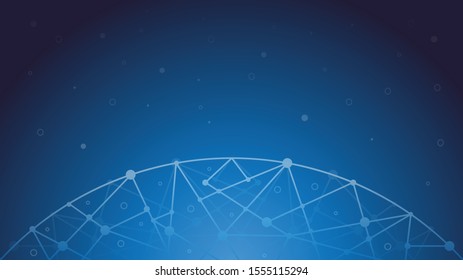 technology modern abstract connecting dots and lines over gradient colored background. Connection science and technology background.