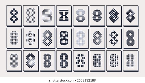 Technology modern abstract number 8 logo icon set