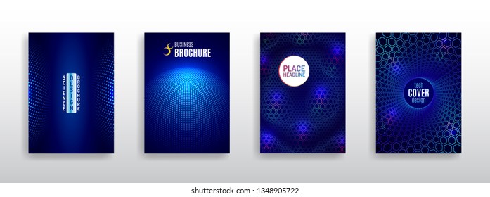 Technology modern brochure templates. Science and innovation hi-tech background. Flyer design of tech elements. Futuristic business cover layout.