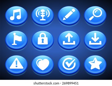 Technology and Modern Communication on Blue Round Buttons