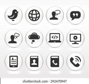 Technology and Modern Communication on White Round Buttons