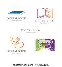 technology modern  Digital book logo vector icon illustration design template