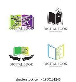 technology modern  Digital book logo vector icon illustration design template