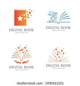 technology modern  Digital book logo vector icon illustration design template