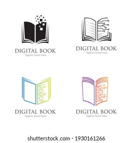 technology modern  Digital book logo vector icon illustration design template