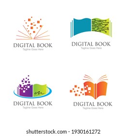 technology modern  Digital book logo vector icon illustration design template