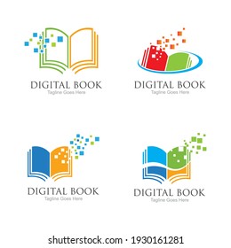 technology modern  Digital book logo vector icon illustration design template