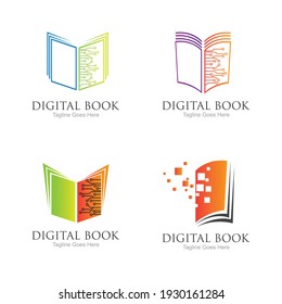 technology modern  Digital book logo vector icon illustration design template