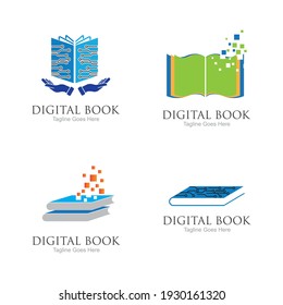 technology modern  Digital book logo vector icon illustration design template